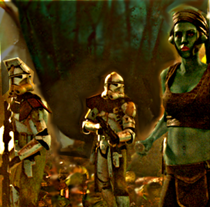 Jedi Knight Aayla Secura with Clones